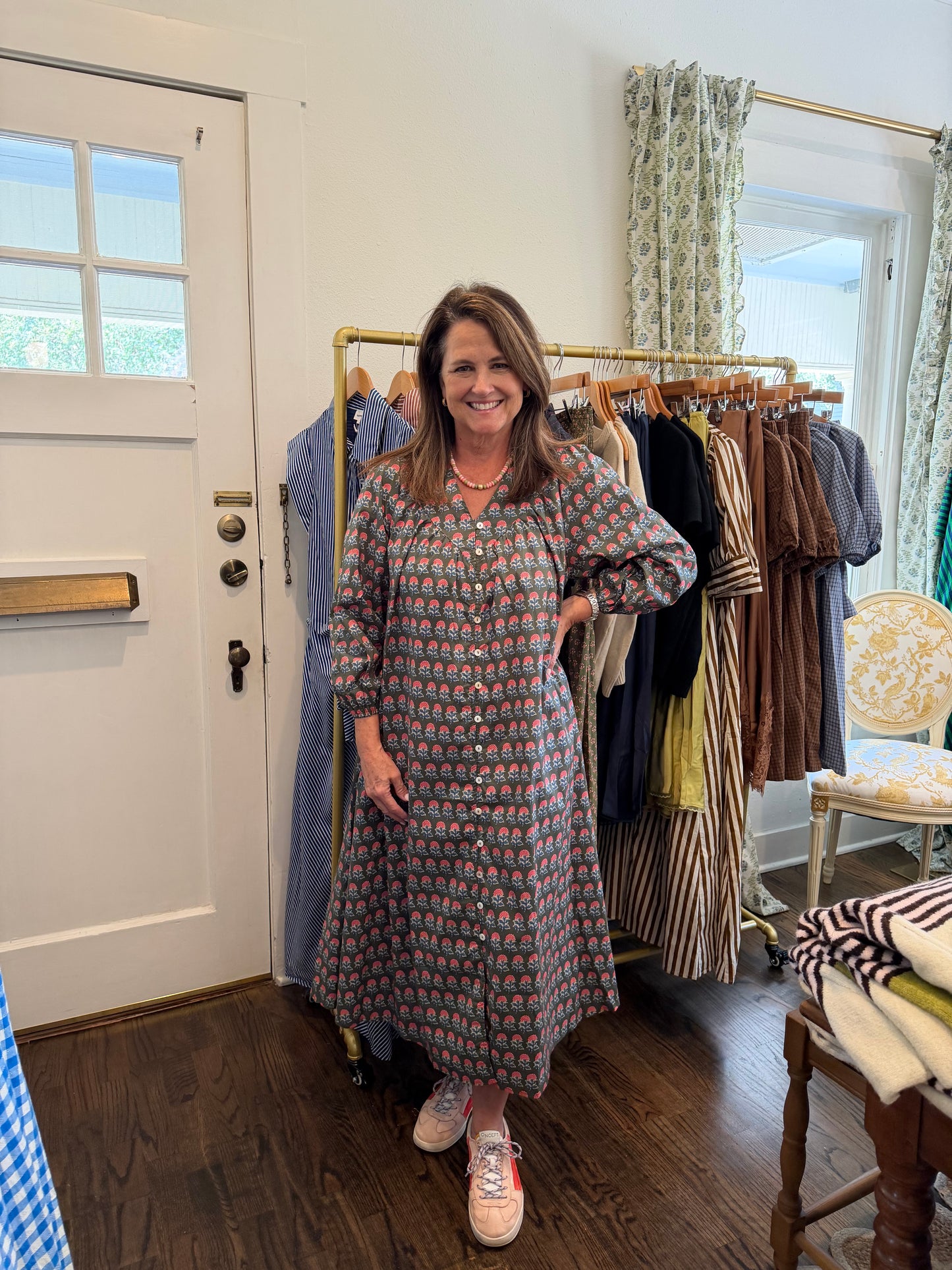 Fall Block Print Midi