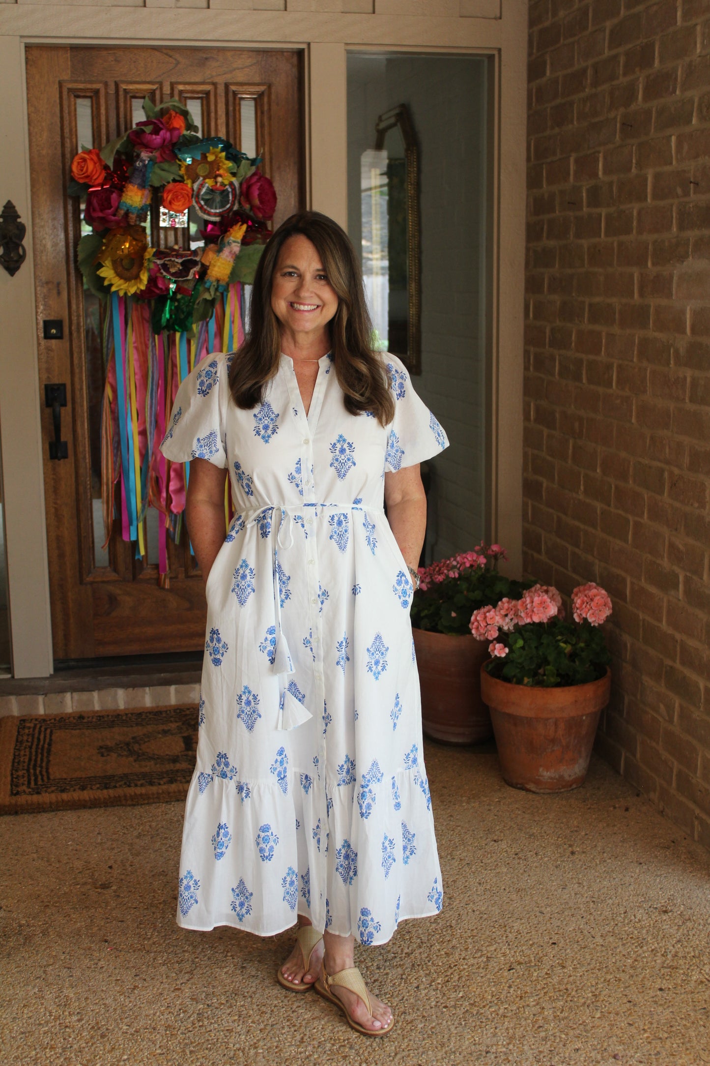 White Button Down Midi Dress