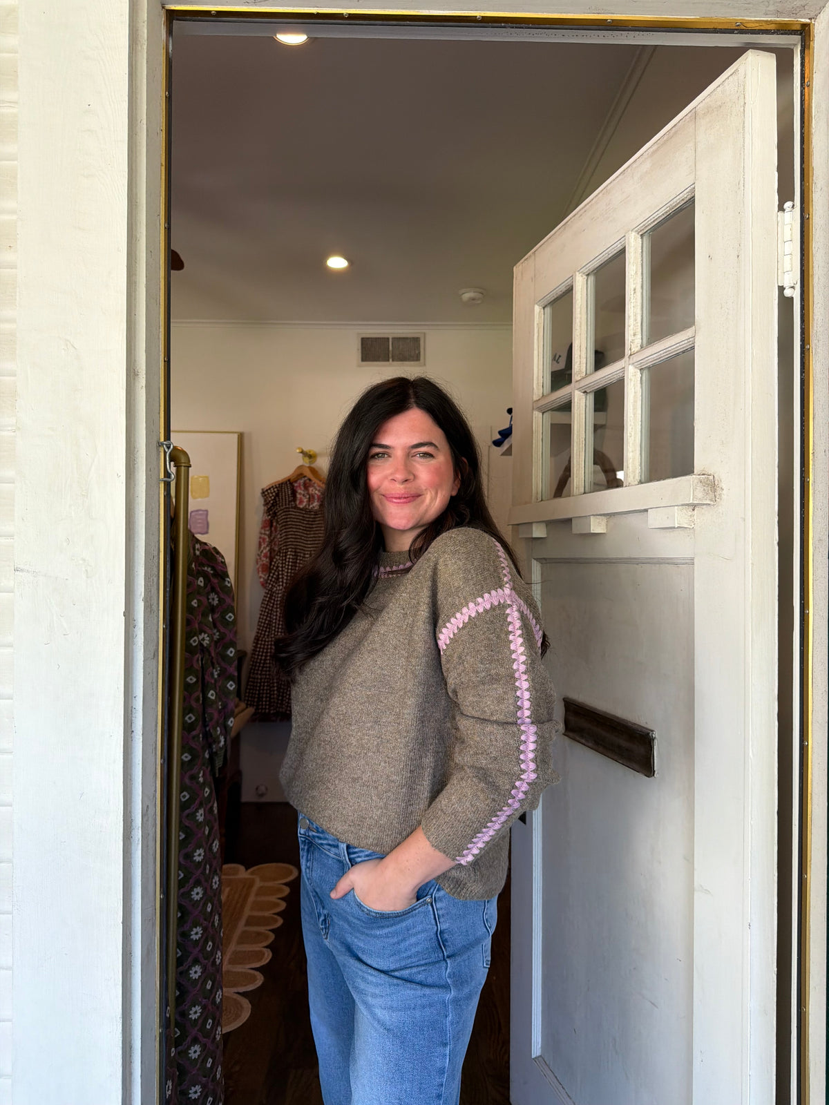 Pink Embroidered Sweater