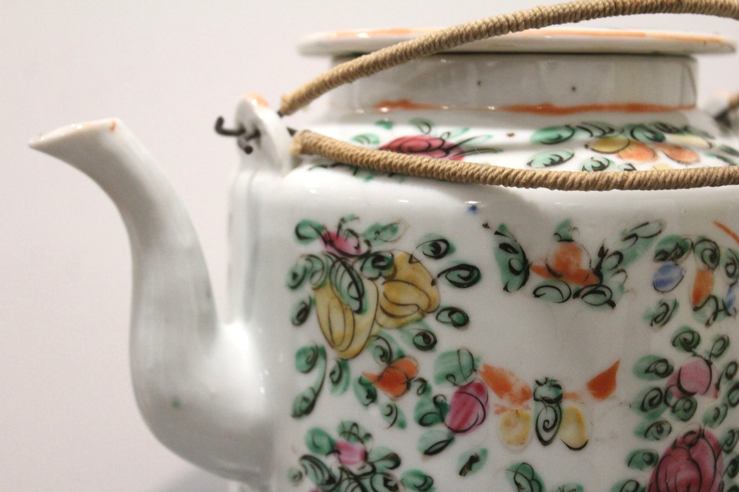 Antique Chinese Famille Rose Porcelain Tea Pot