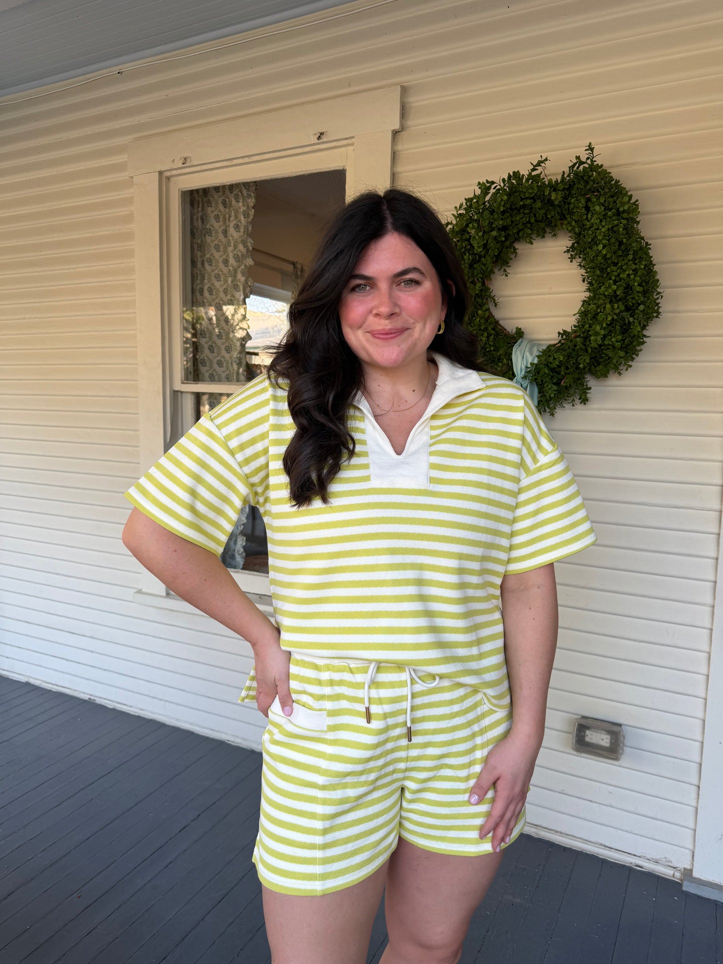 Chartreuse Striped Set