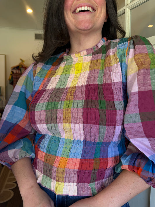 Colorful Smocked Top