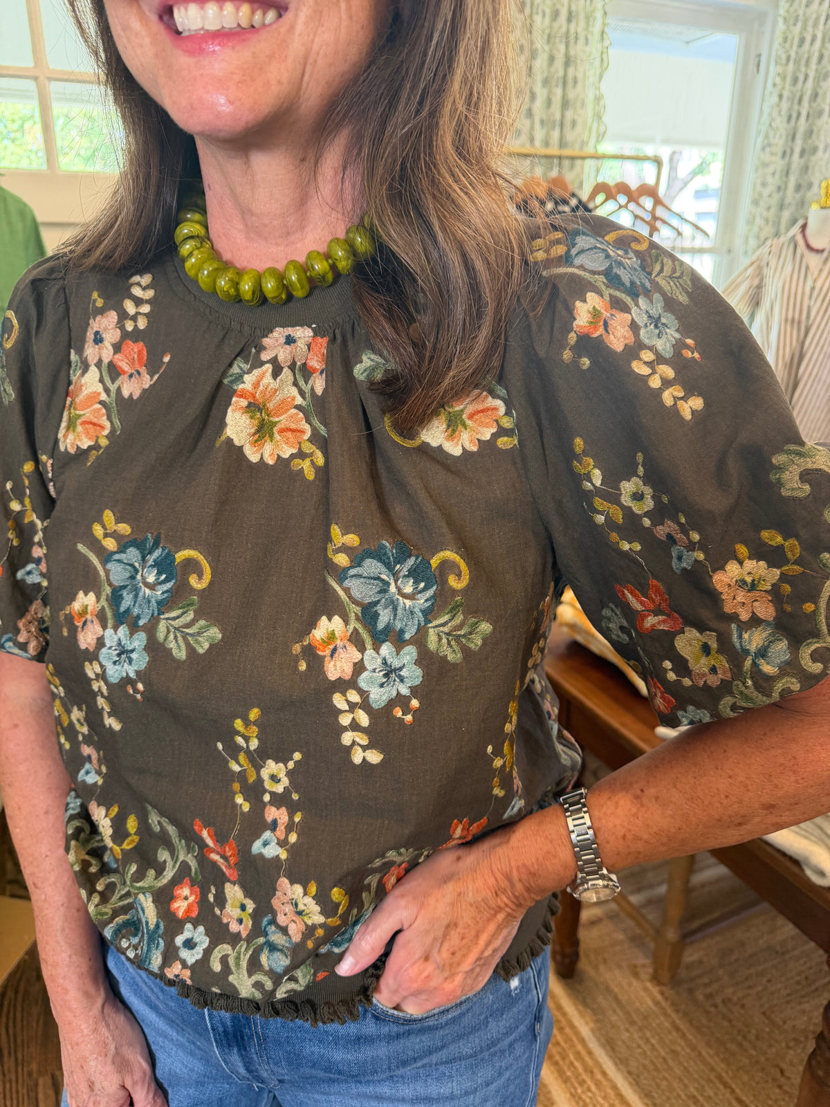 Brown Floral Top