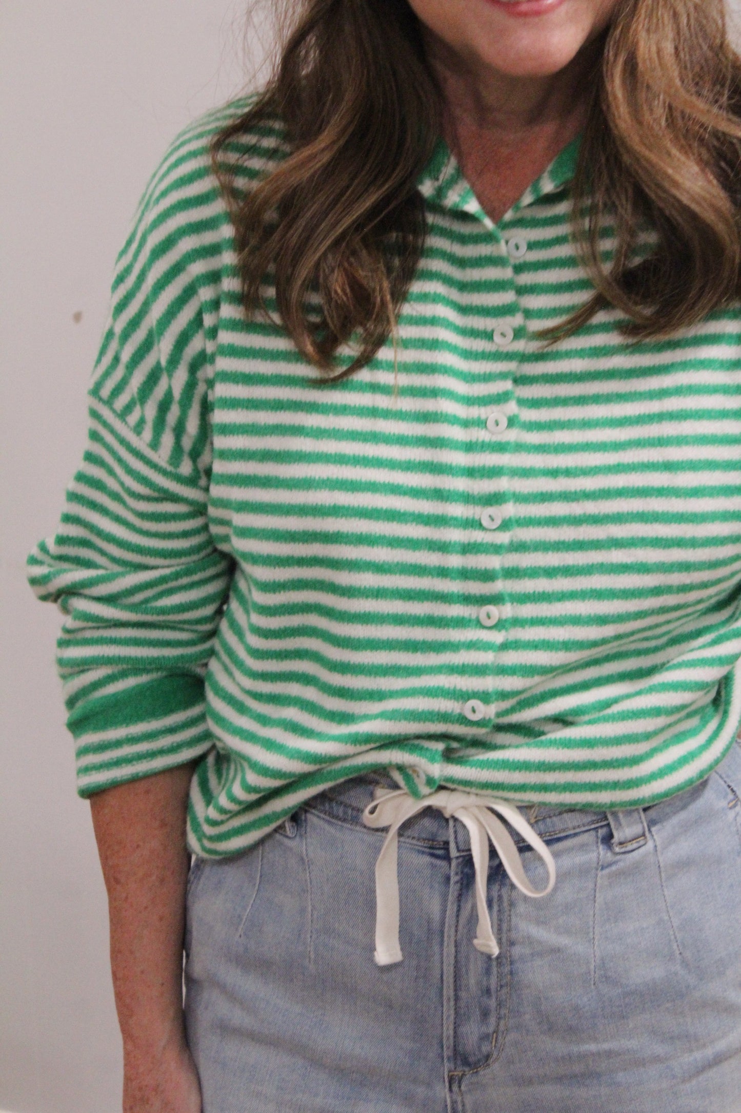 Piper Cardigan - Green Stripe