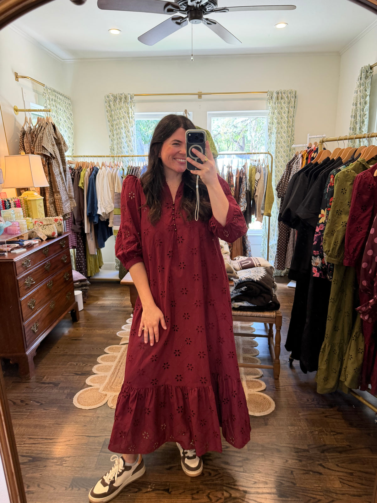 Wine Eyelet Midi