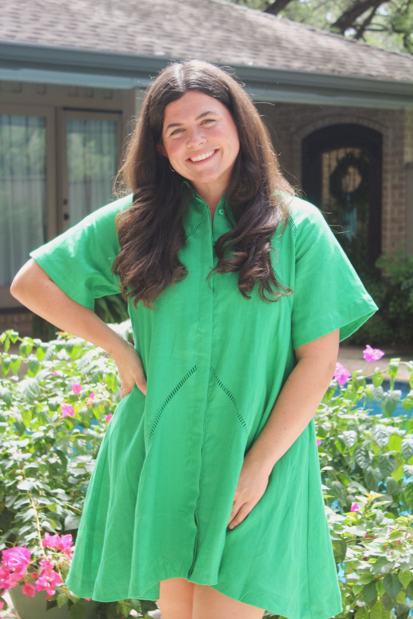 Sara Dress in Kelly Green