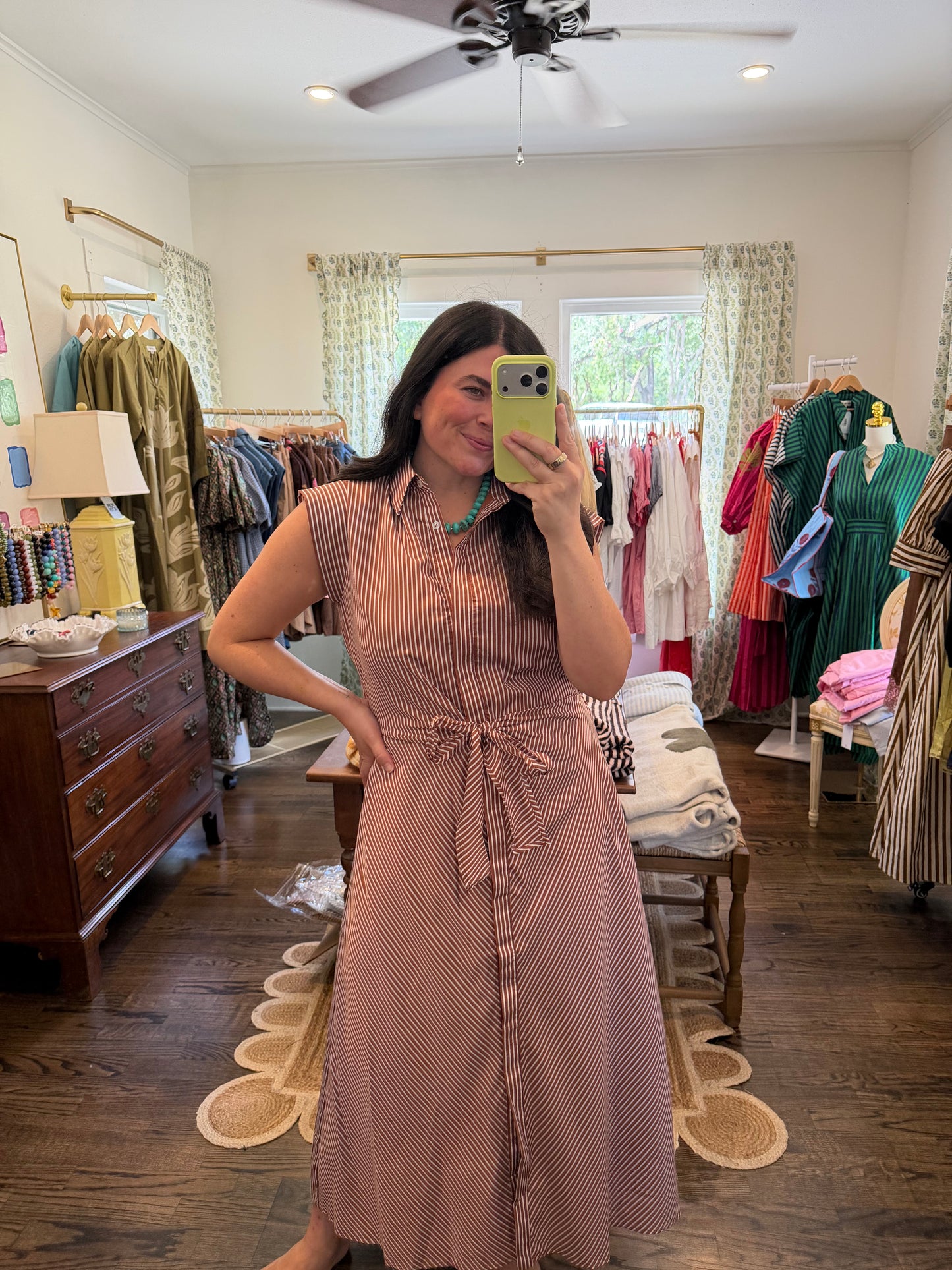 Rust Tie Front Midi