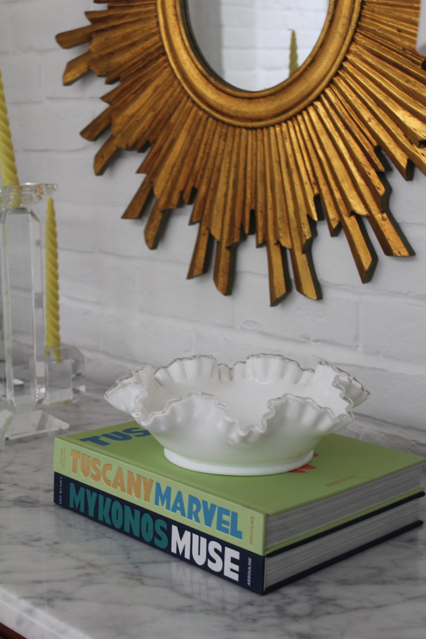 Large White Fenton Bowl