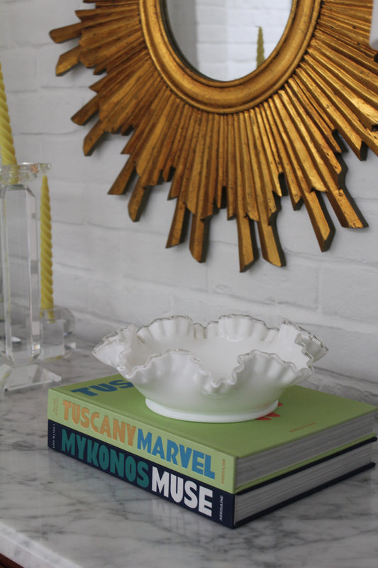Large White Fenton Bowl