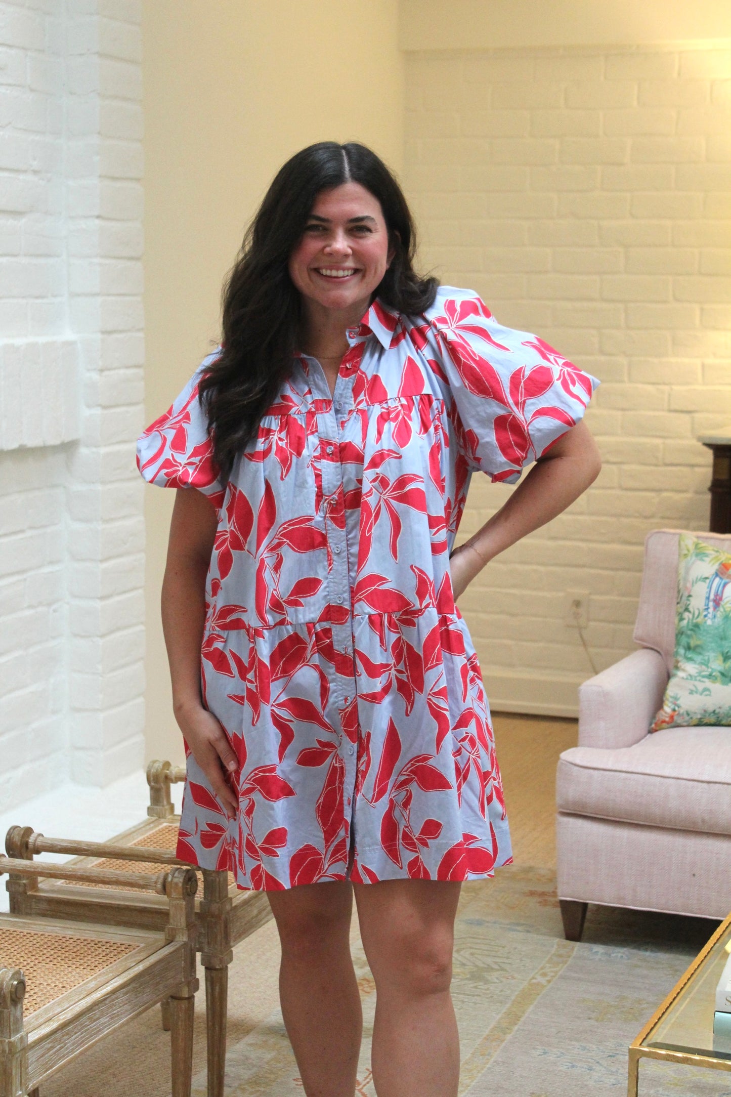 Printed Mini Shirt Dress