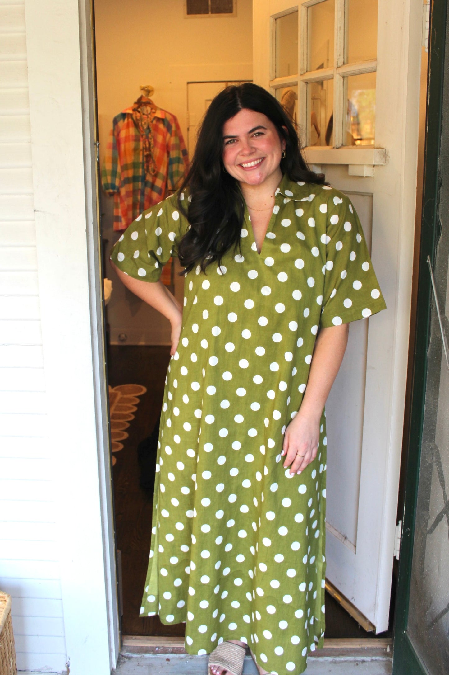 Green Polka Midi