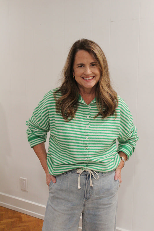 Piper Cardigan - Green Stripe