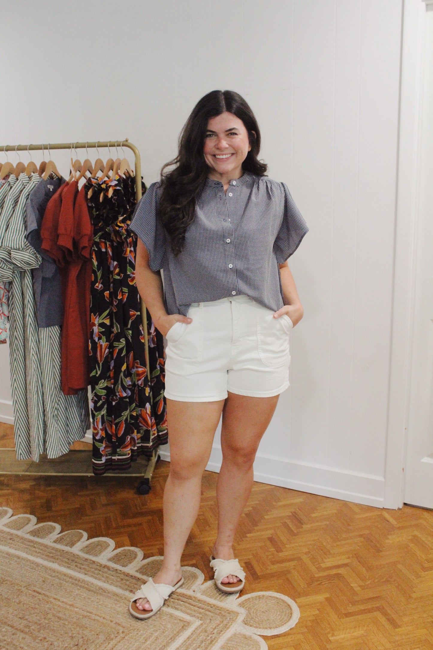 Navy Plaid Top