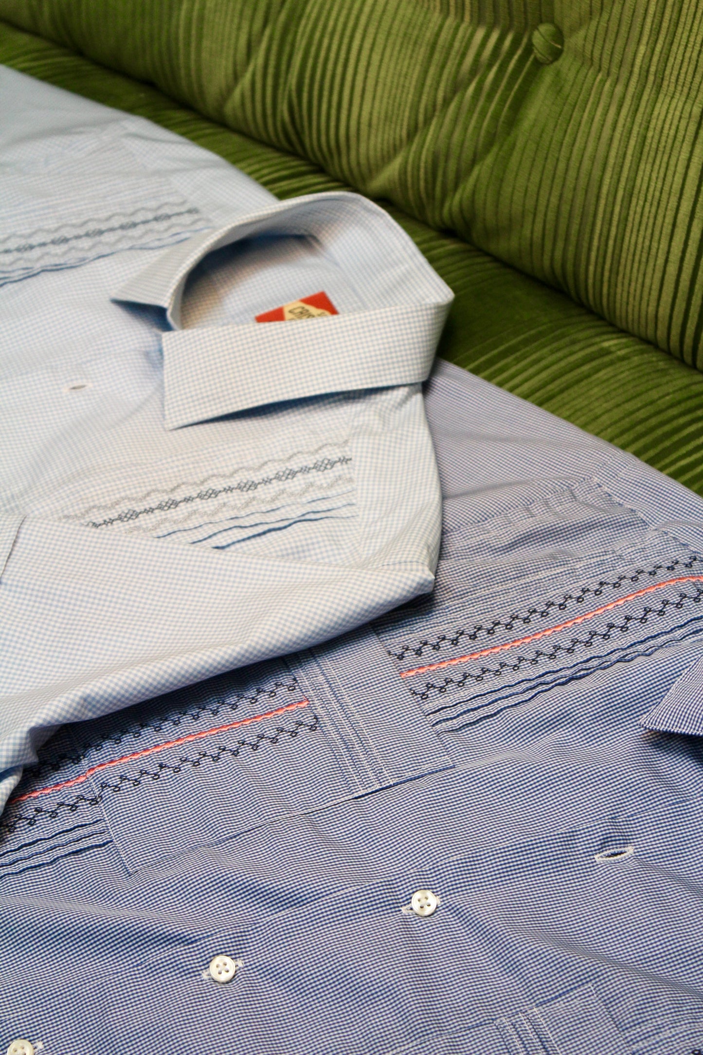 Carmel Classic Guayabera - Coral/Navy
