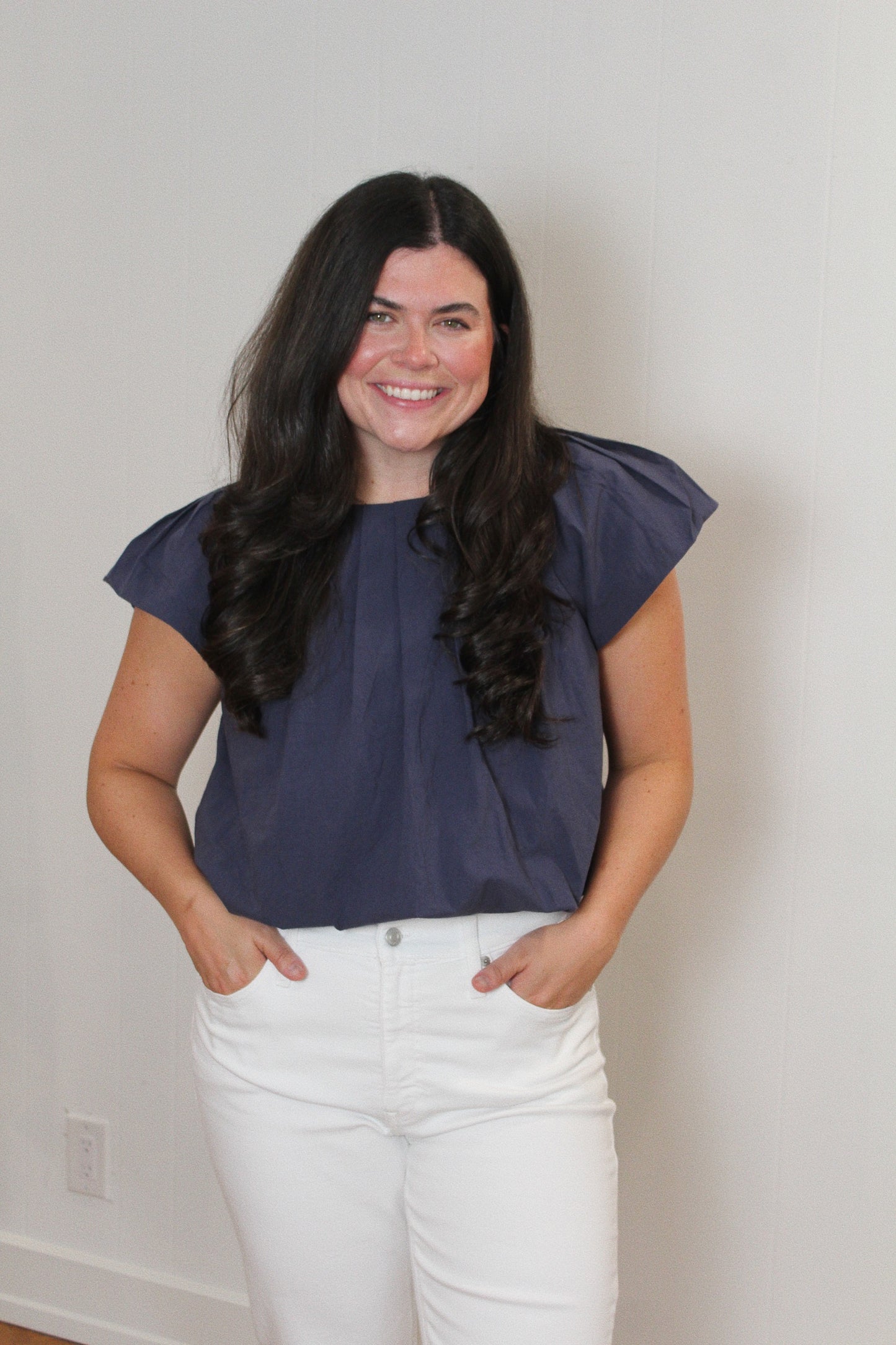 Navy Bubble Top