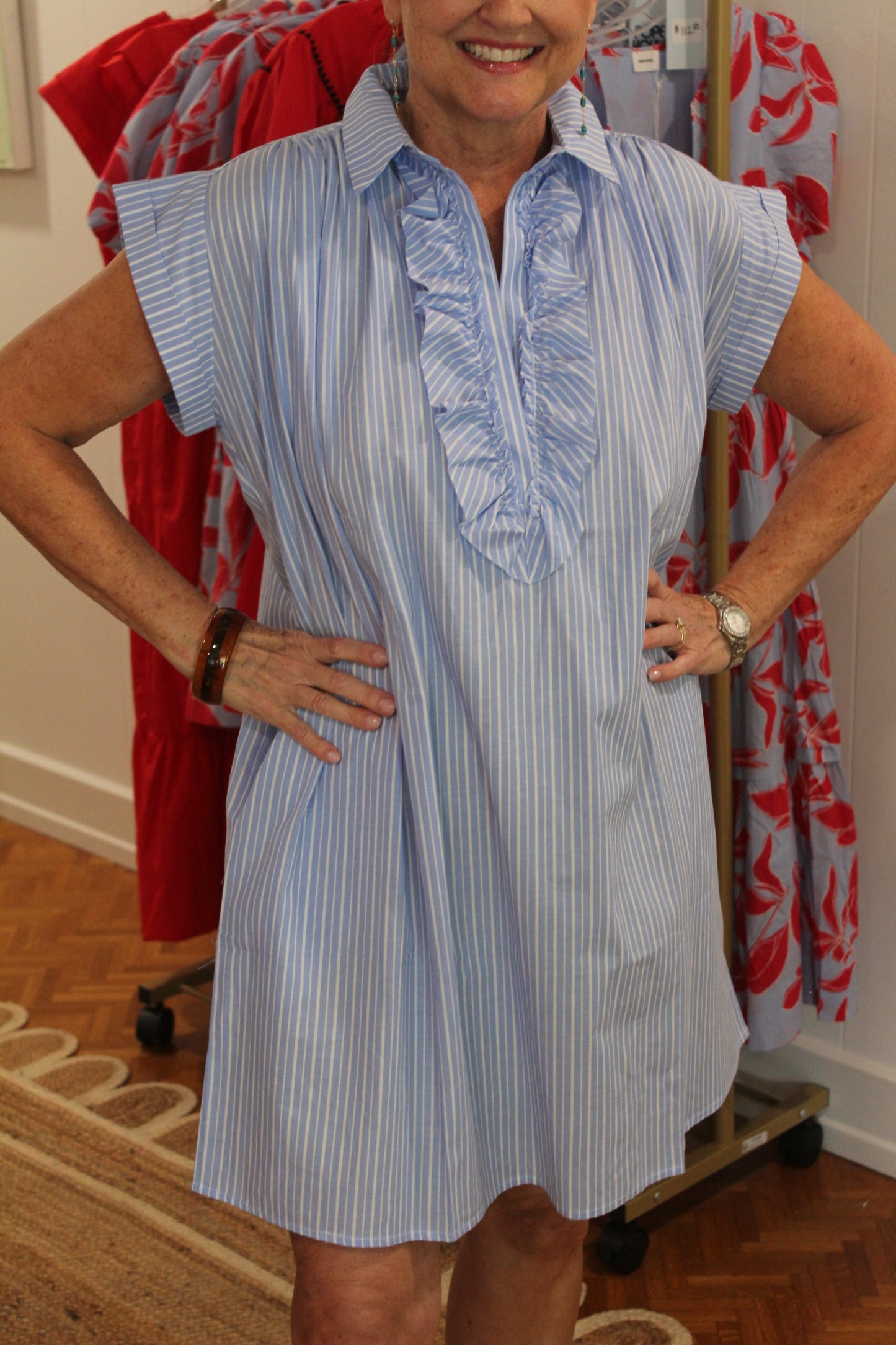 Everyday Shift Dress - Blue Stripe