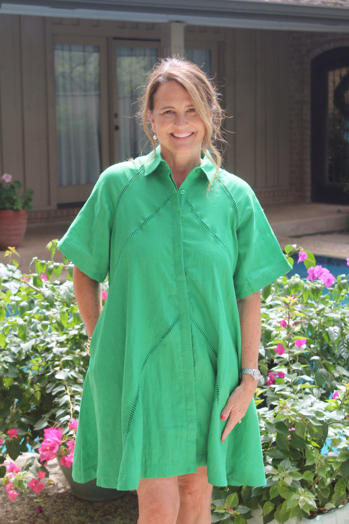 Sara Dress in Kelly Green