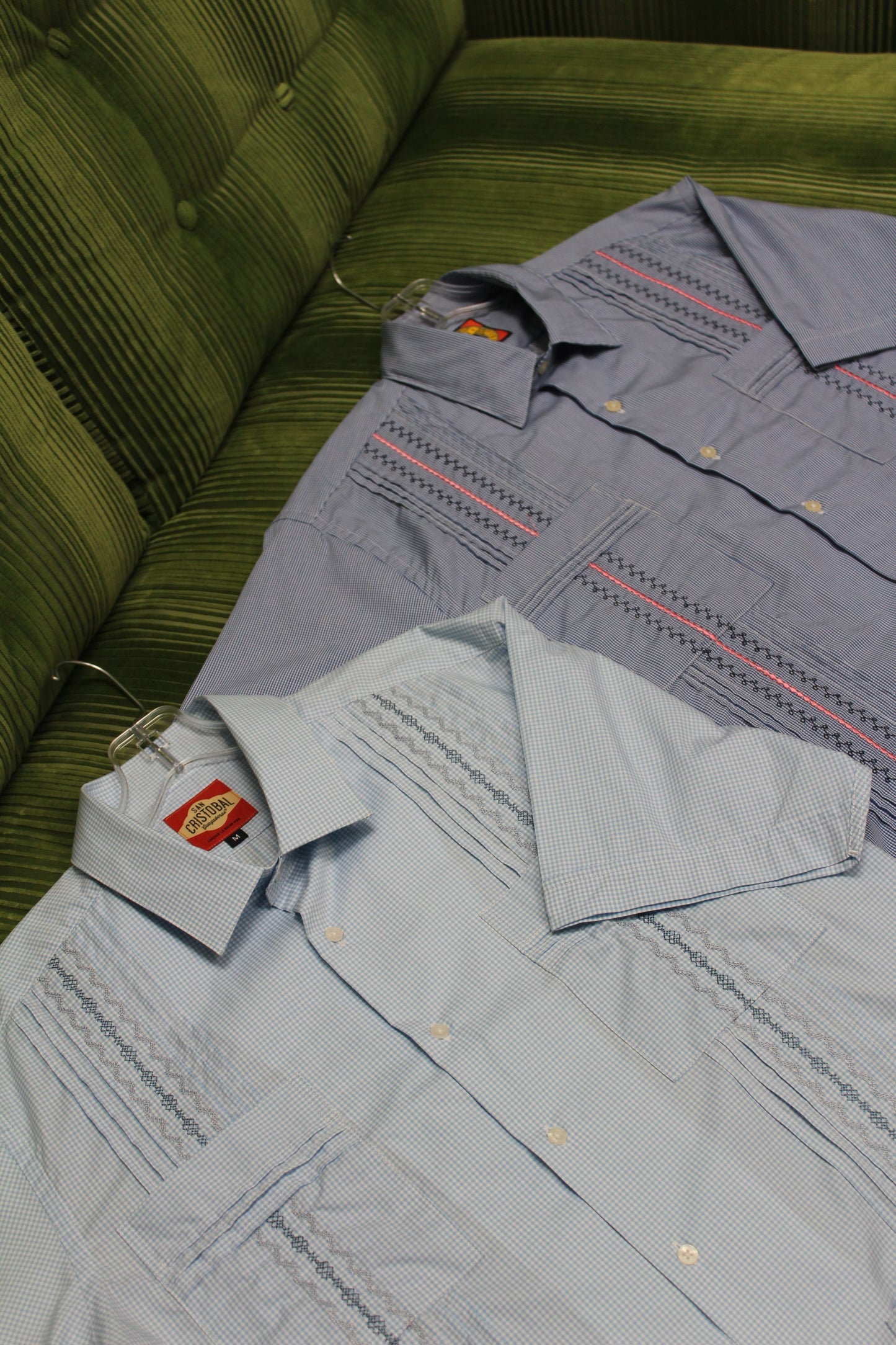 Carmel Classic Guayabera - Coral/Navy
