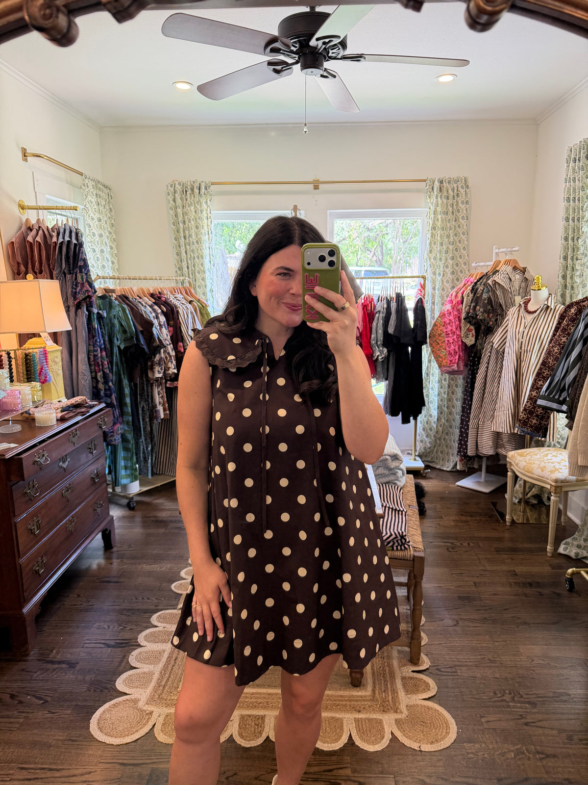 Polka Dot Bib Mini Dress