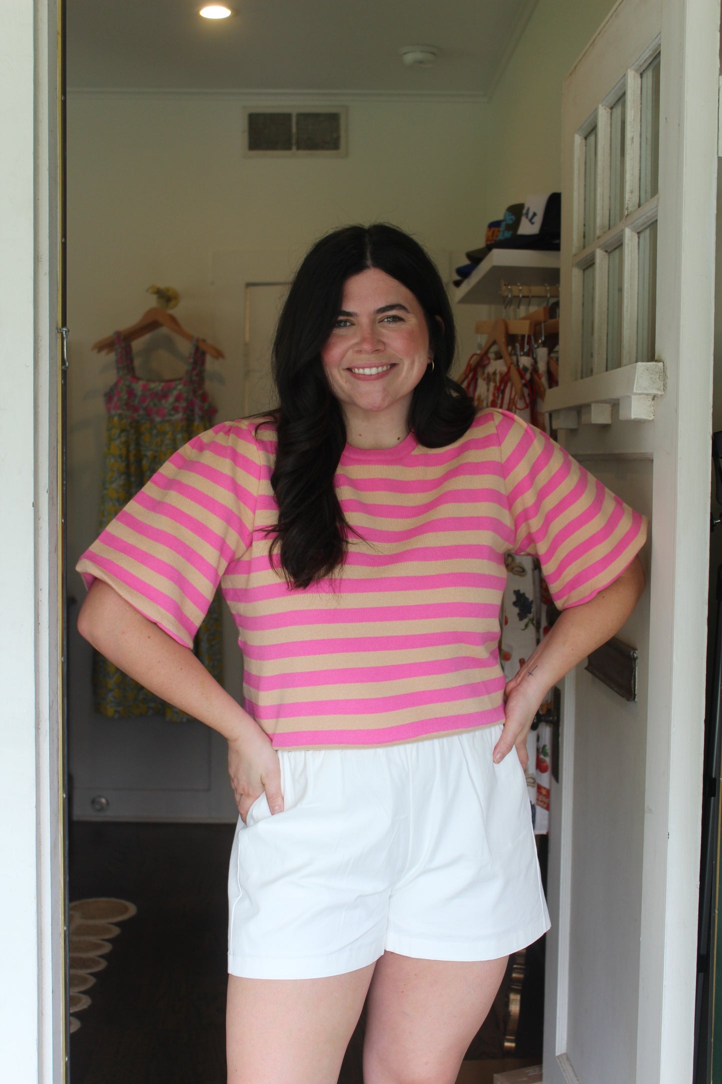 Bubble Stripe Sweater Top