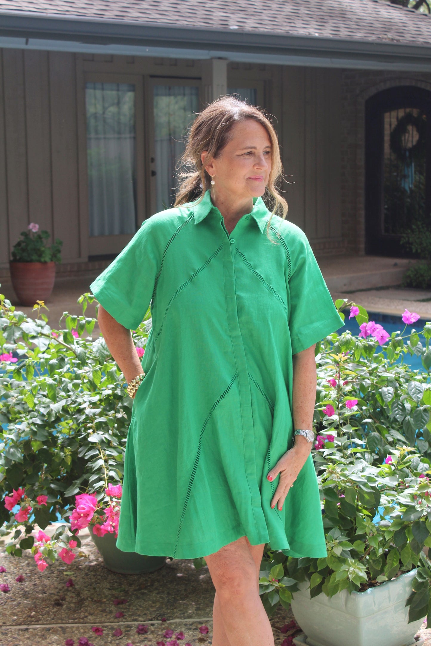 Sara Dress in Kelly Green
