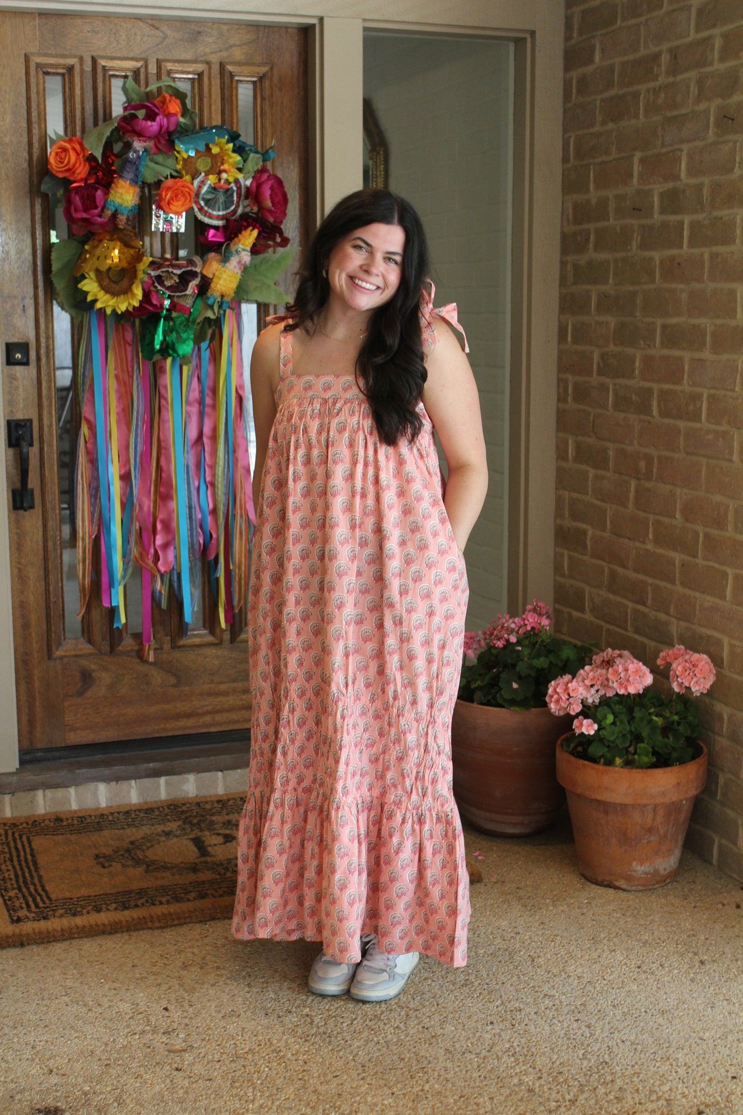 Coral Rock Flower Florence Dress