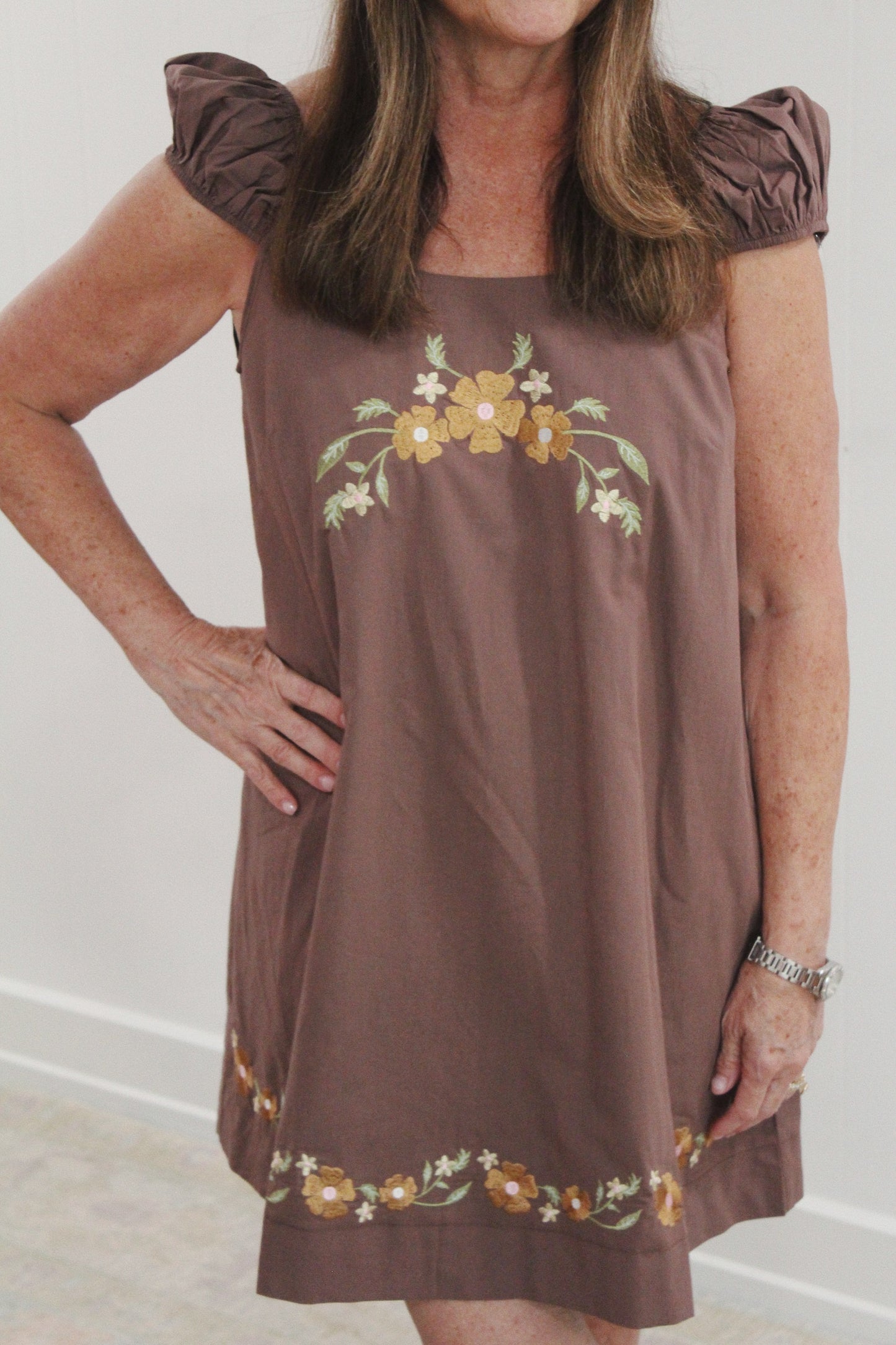 Mocha Floral Dress