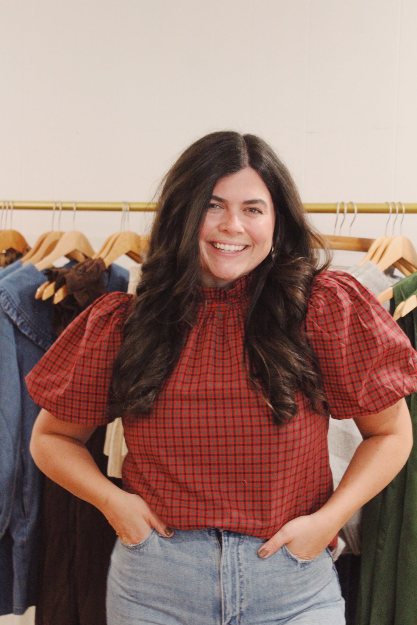 Red Plaid Top