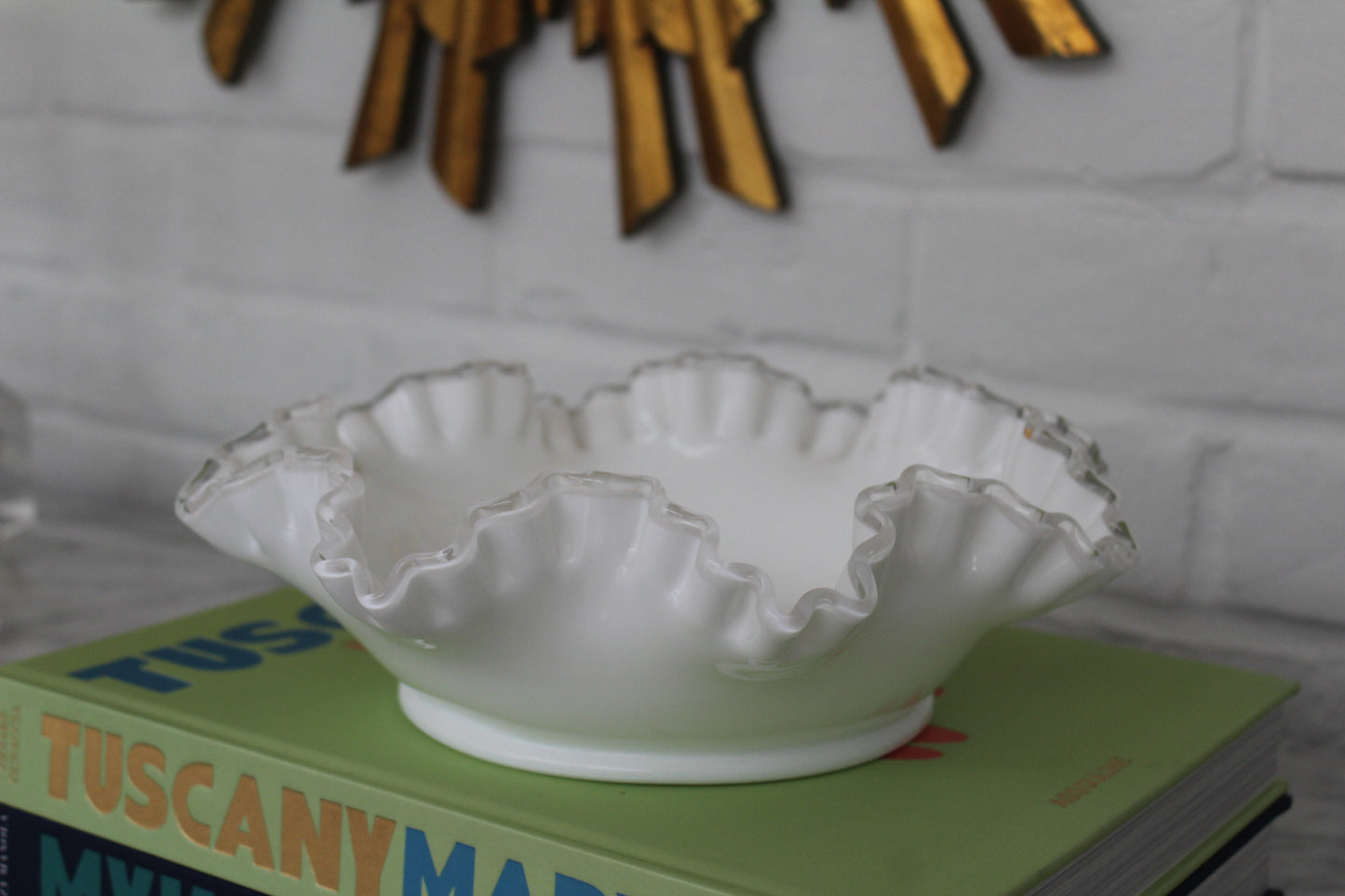 Large White Fenton Bowl