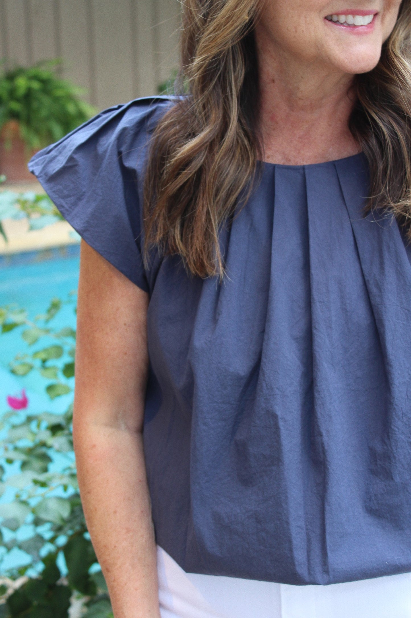 Navy Bubble Top