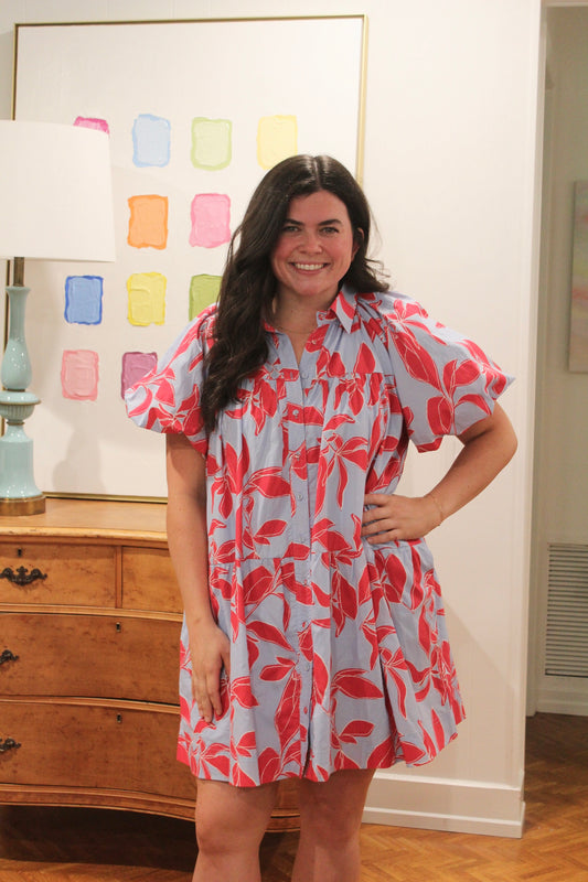 Printed Mini Shirt Dress