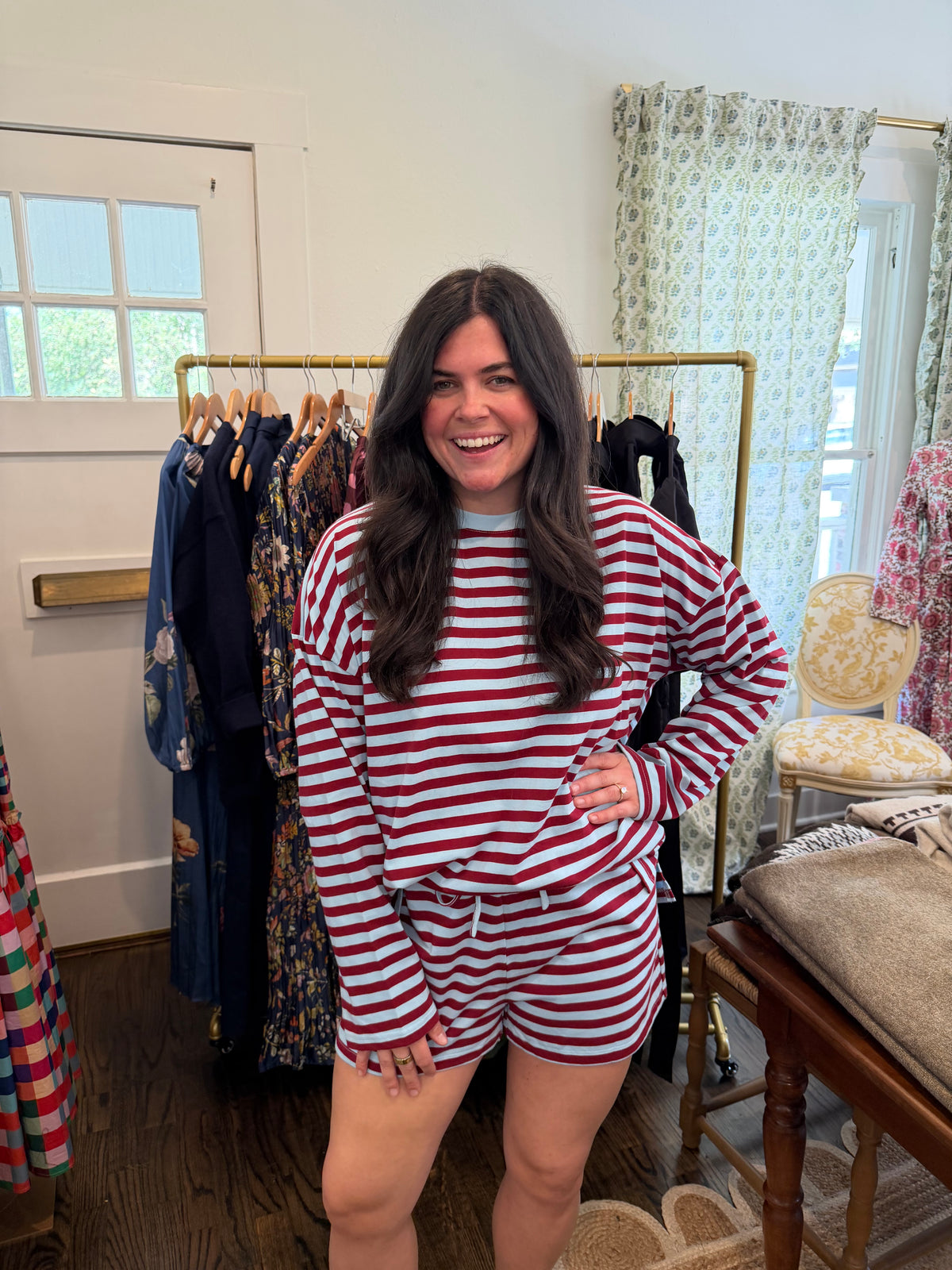 Blue & Burgundy Stripe Set