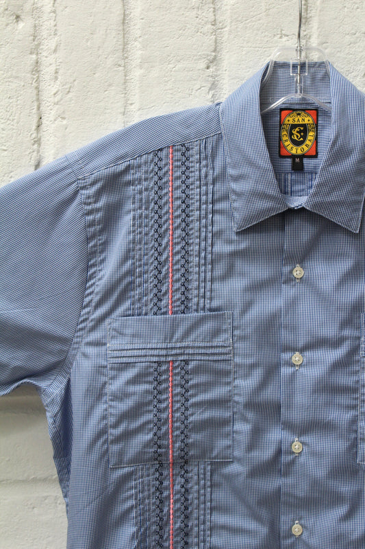 Carmel Classic Guayabera - Coral/Navy