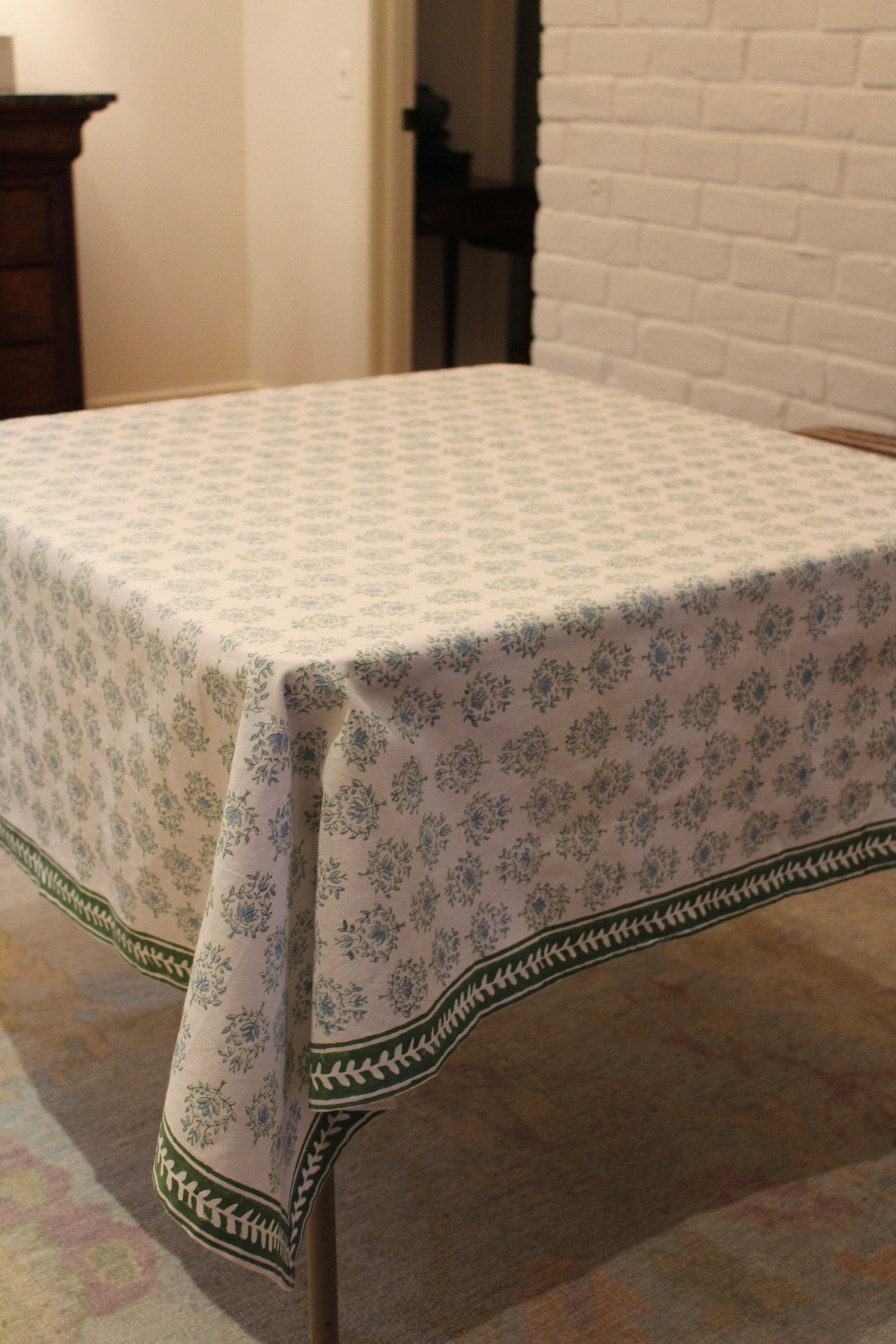 Table Throw - Lotus, Sage & Uniform Blue