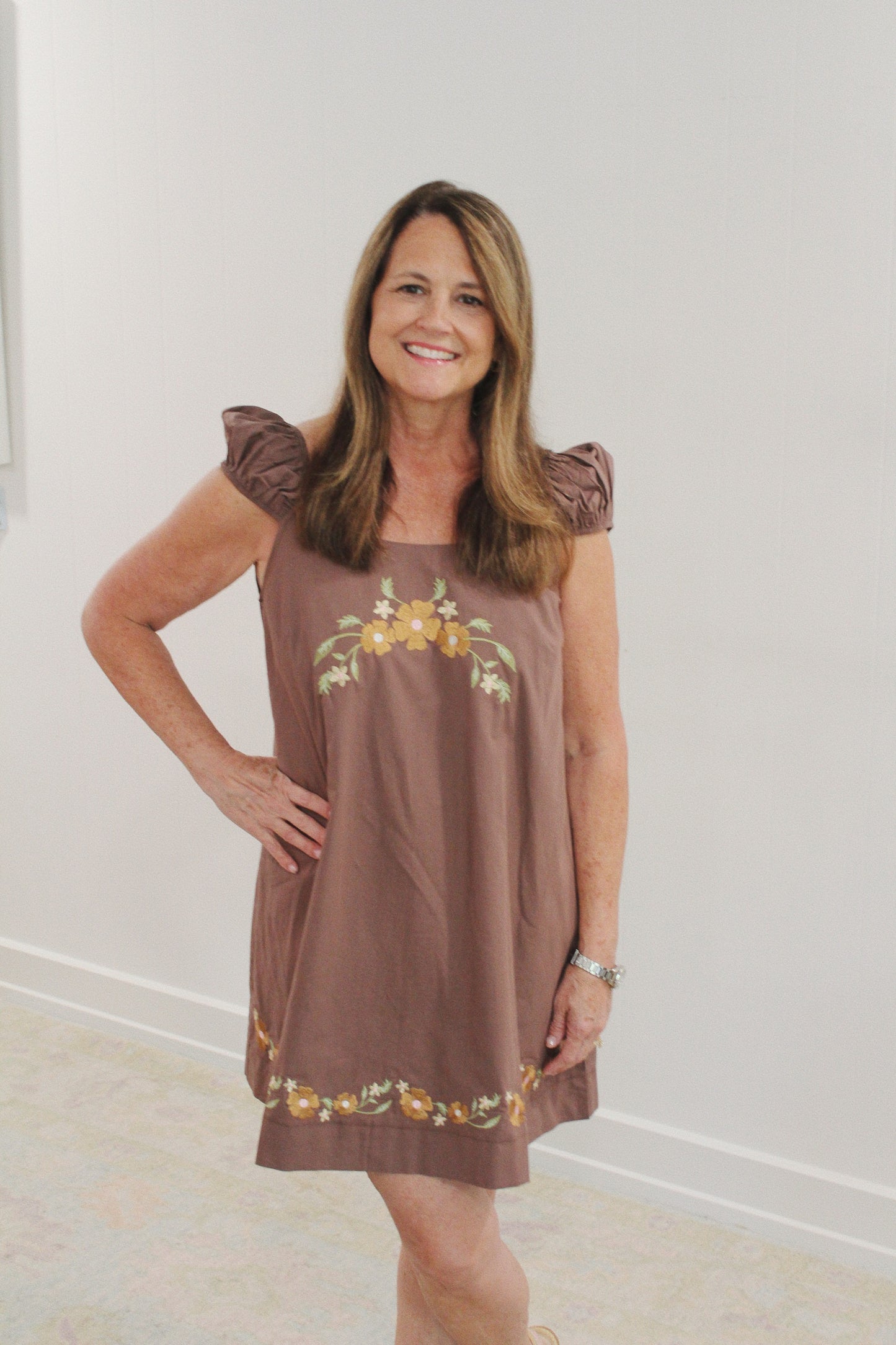 Mocha Floral Dress