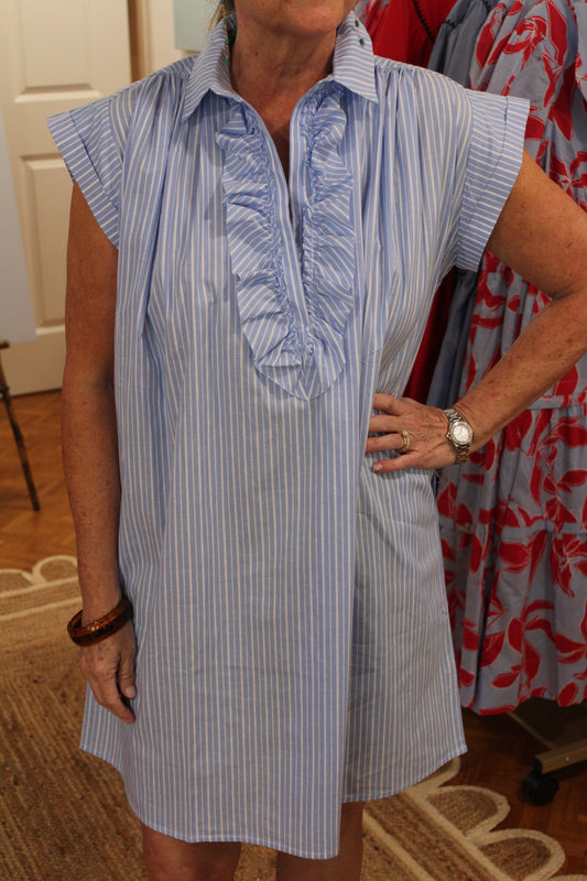 Everyday Shift Dress - Blue Stripe