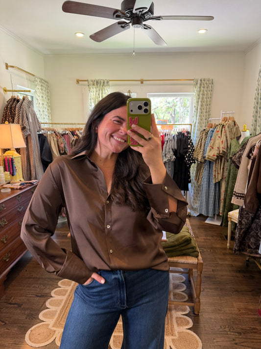 Brown Satin Shirt