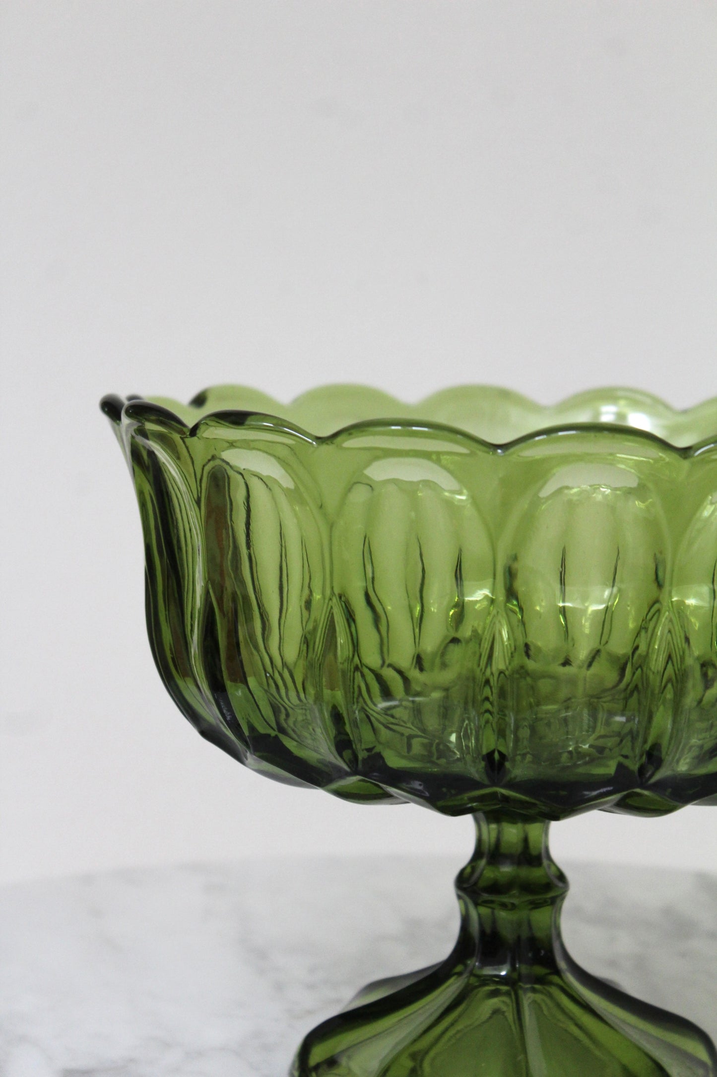 Vintage Green Glass Footed Bowl