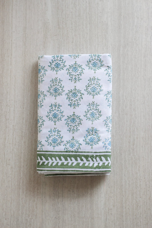 Table Throw - Lotus, Sage & Uniform Blue