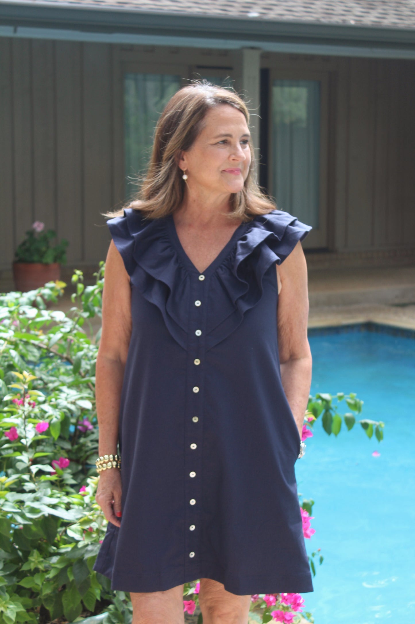 Navy Ruffle Dress