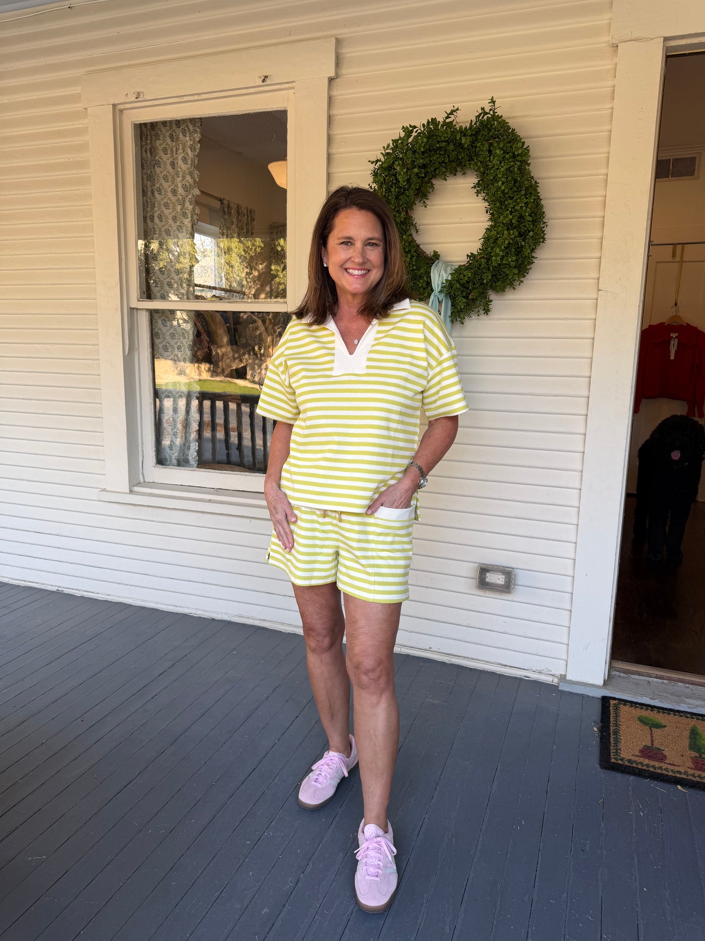 Chartreuse Striped Set
