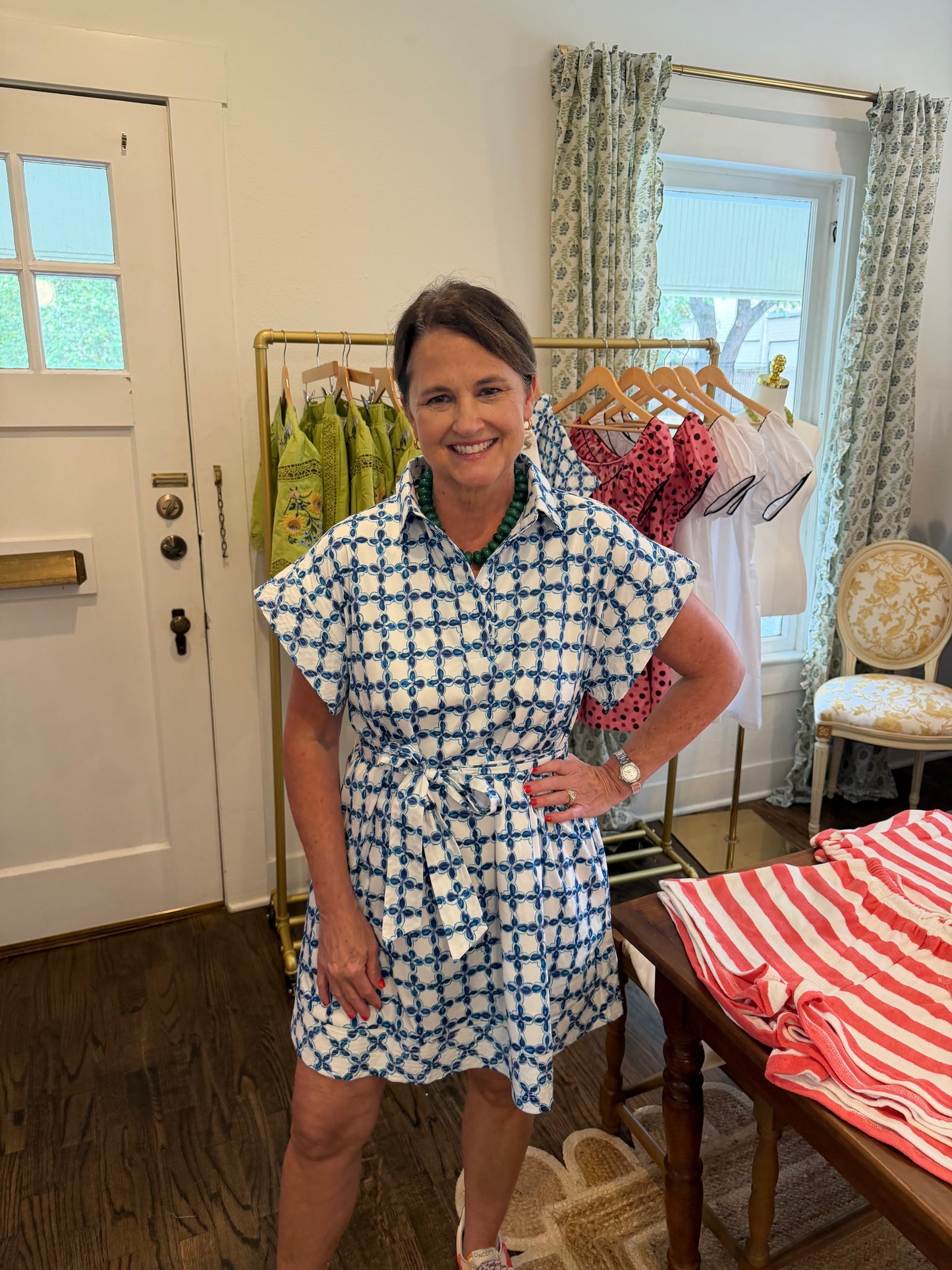 Blue Tile Mini Dress