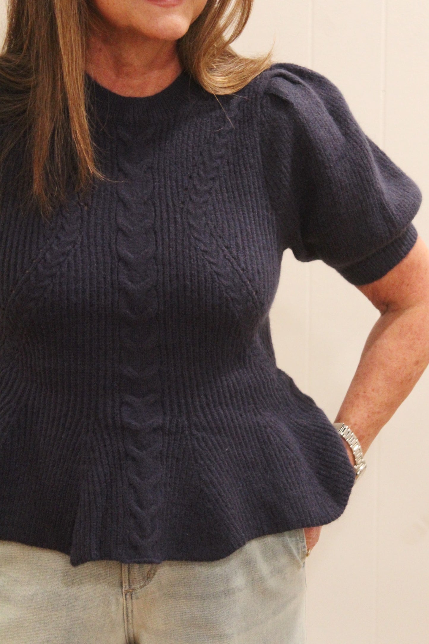 Navy Peplum Sweater