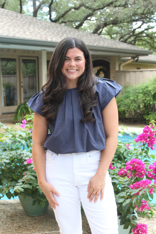 Navy Bubble Top