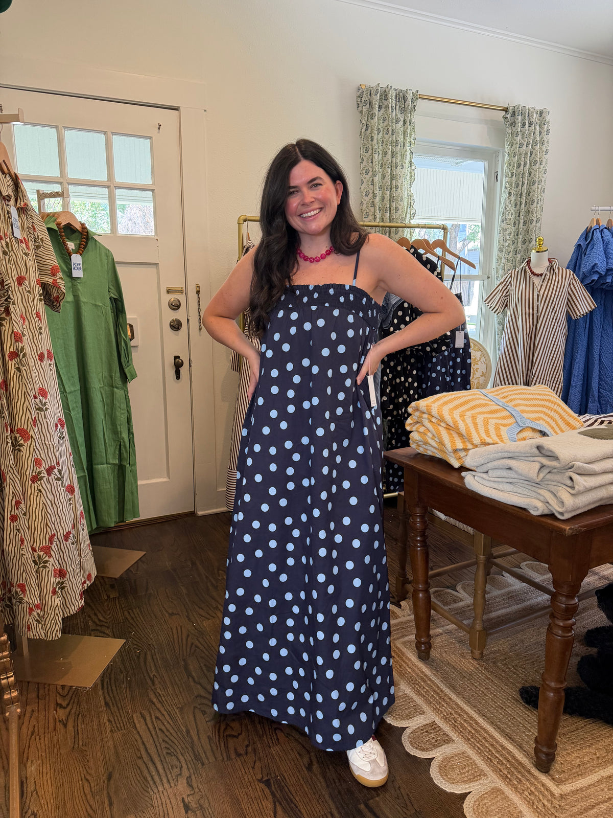 Navy Polka Dot Maxi
