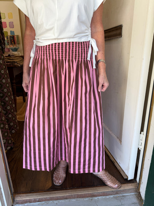 Pink Stripe Midi Skirt