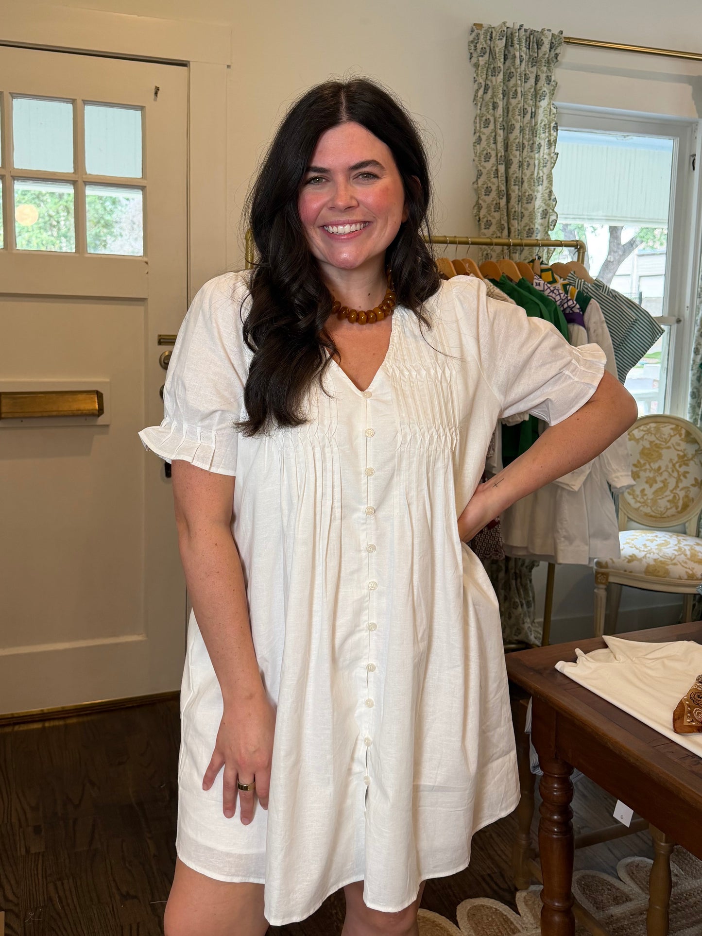 Pleated Mini Dress