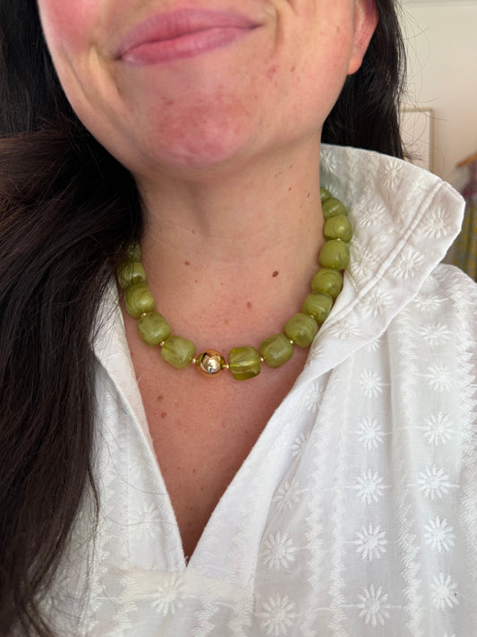 Green Cube Neckalce