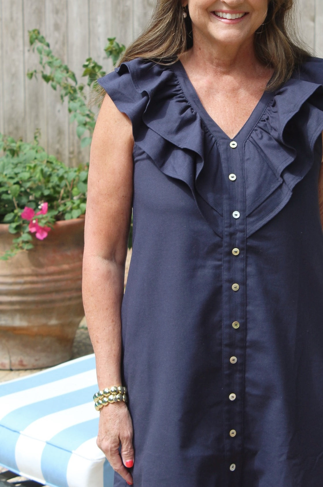 Navy Ruffle Dress