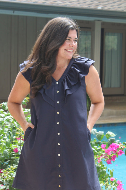 Navy Ruffle Dress